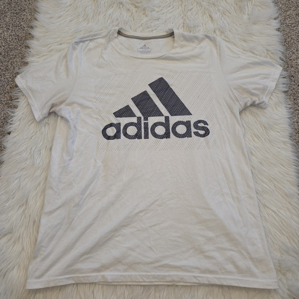 Adidas White Short Sleeved T-Shirt with Black Logo